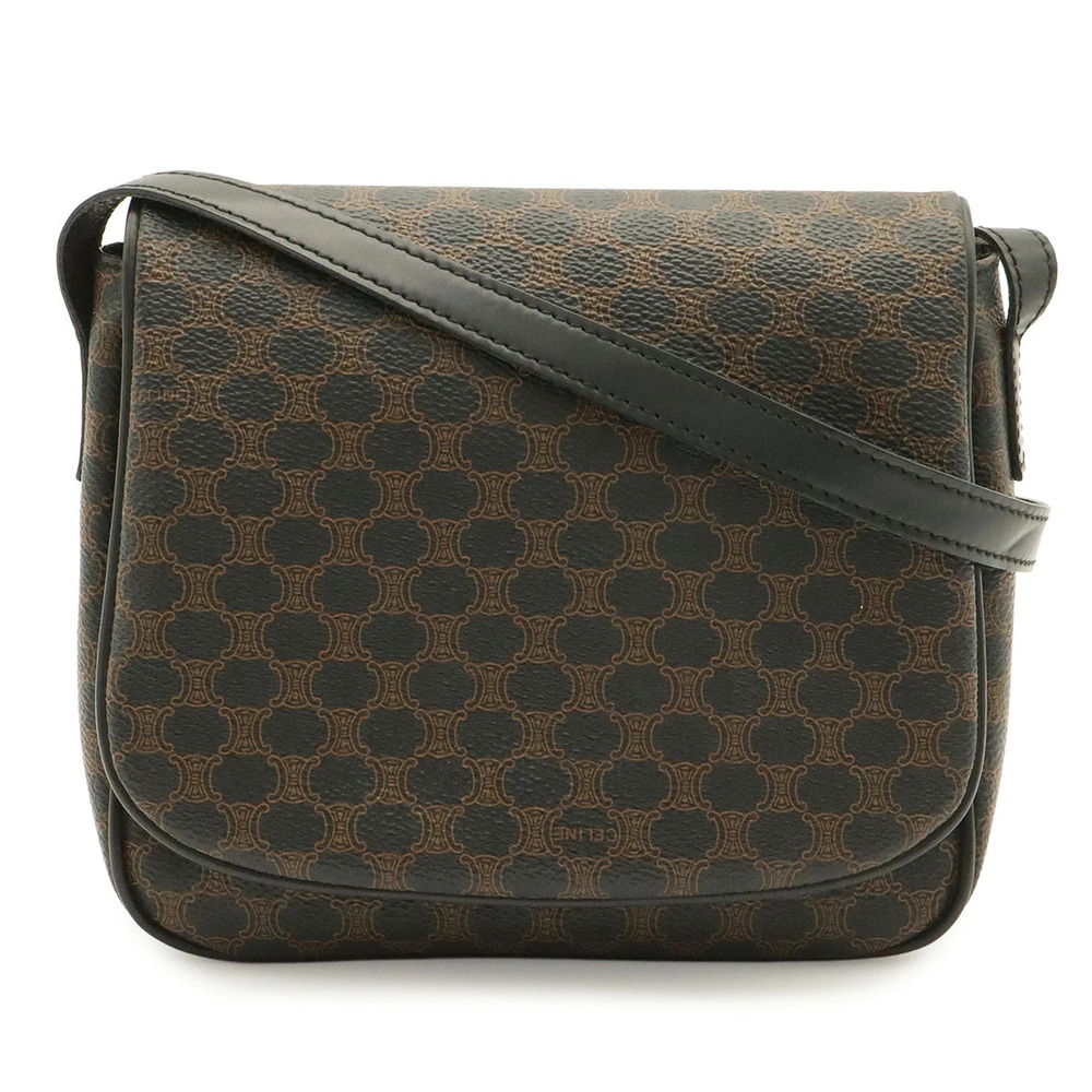 Celine Macadam Crossbody Bag leather black dark brown